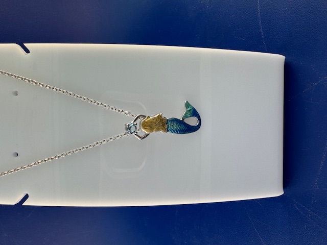 Enamel Sterling Silver Mermaid Pendant
