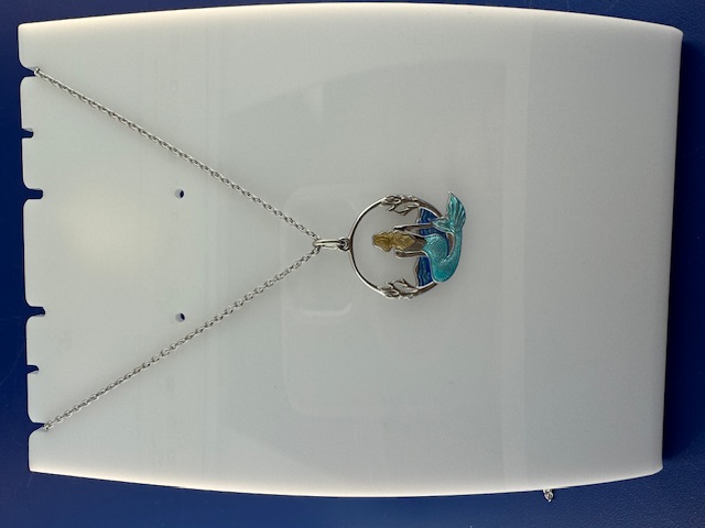 Mermaid pendant sterling silver and enamel