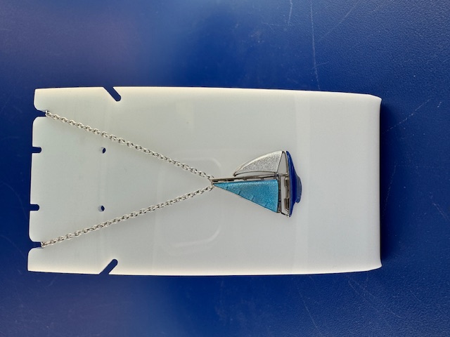Sterling silver and enamel sailboat