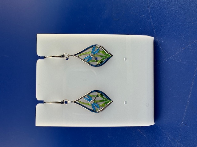 Dragonfly earrings in sterling silver and enamel