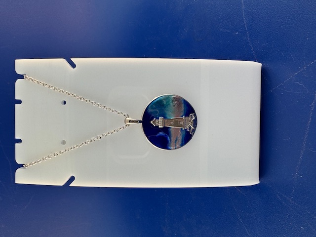 Lighthouse pendant sterling silver and enamel