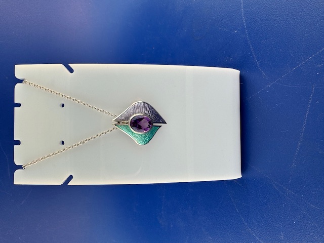 Abstract pendant in sterling silver and enamel