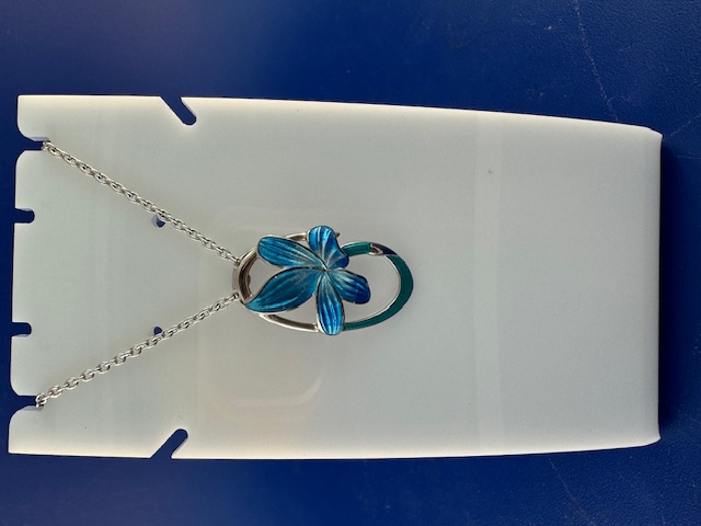 Blue flower pennant in sterling silver and enamel