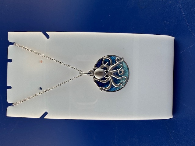 Octopus pendant in sterling and enamel