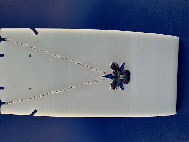 Orchid pendant sterling silver and enamel