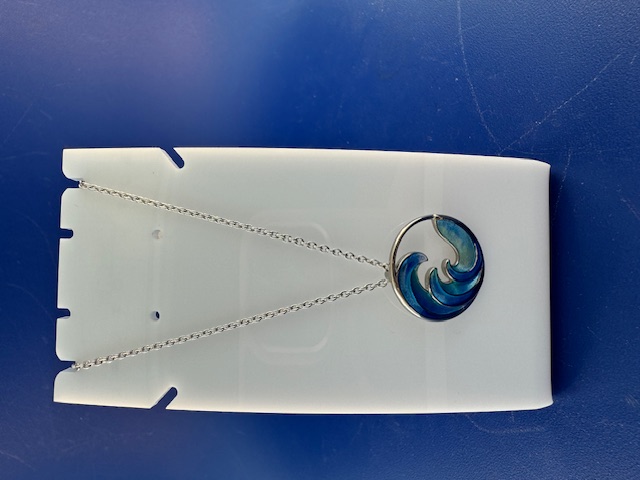 Sterling silver and enamel wave pendant
