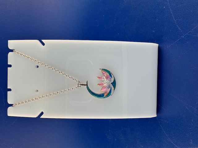 Lotus flower in sterling silver and enamel