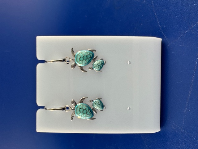 Baby sea turtle earrings sterling silver and enamel