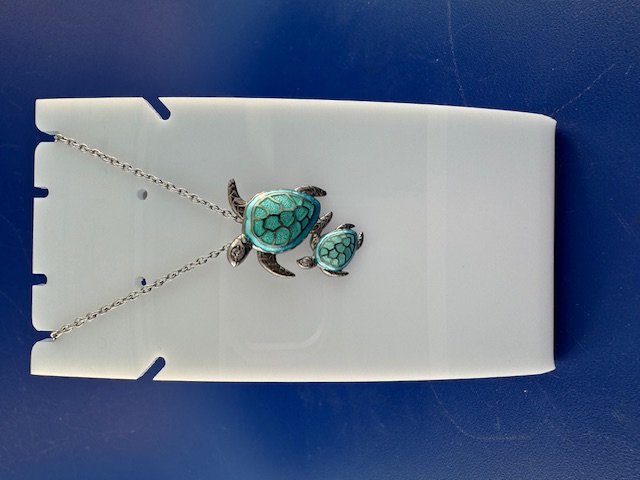 Baby sea turtle pendant sterling silver and enamel