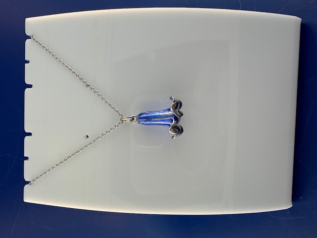 Trumpet flower pendant silver and enamel