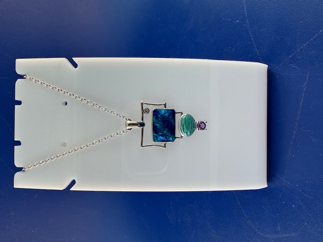 Abstract pendant in sterling silver and enamel