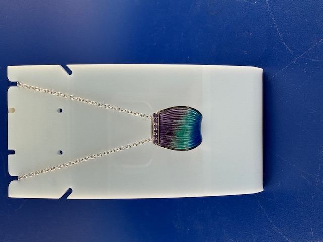 Abstract sterling silver and enamel pendant