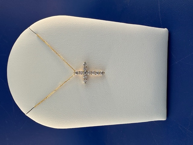 56 ct lab grown diamond cross in 14 kt yellow gold 16 inch chain included
