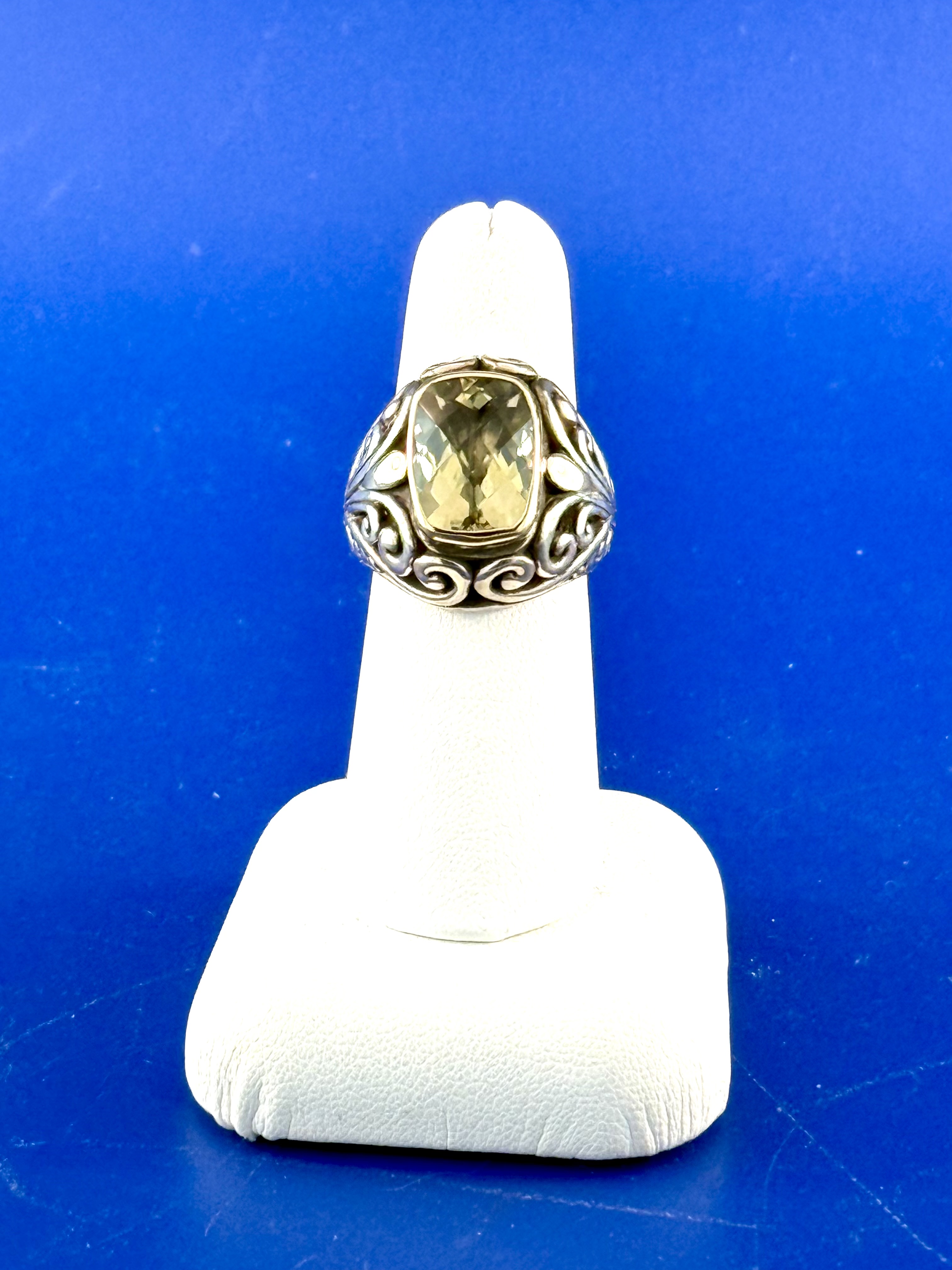 Sterling silver and 18 kt ring with citrine