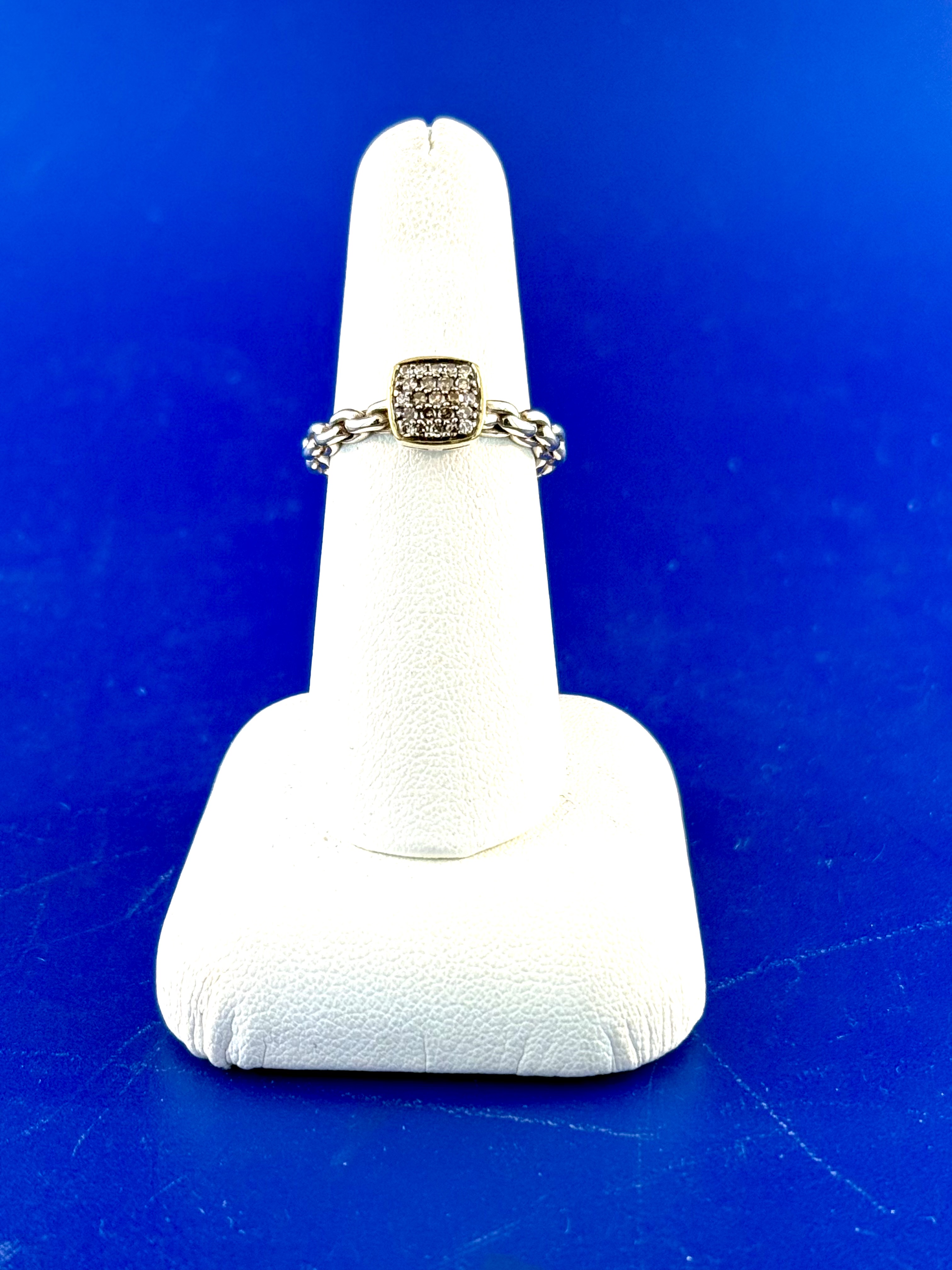 Sterling silver and 18 kt black diamond ring