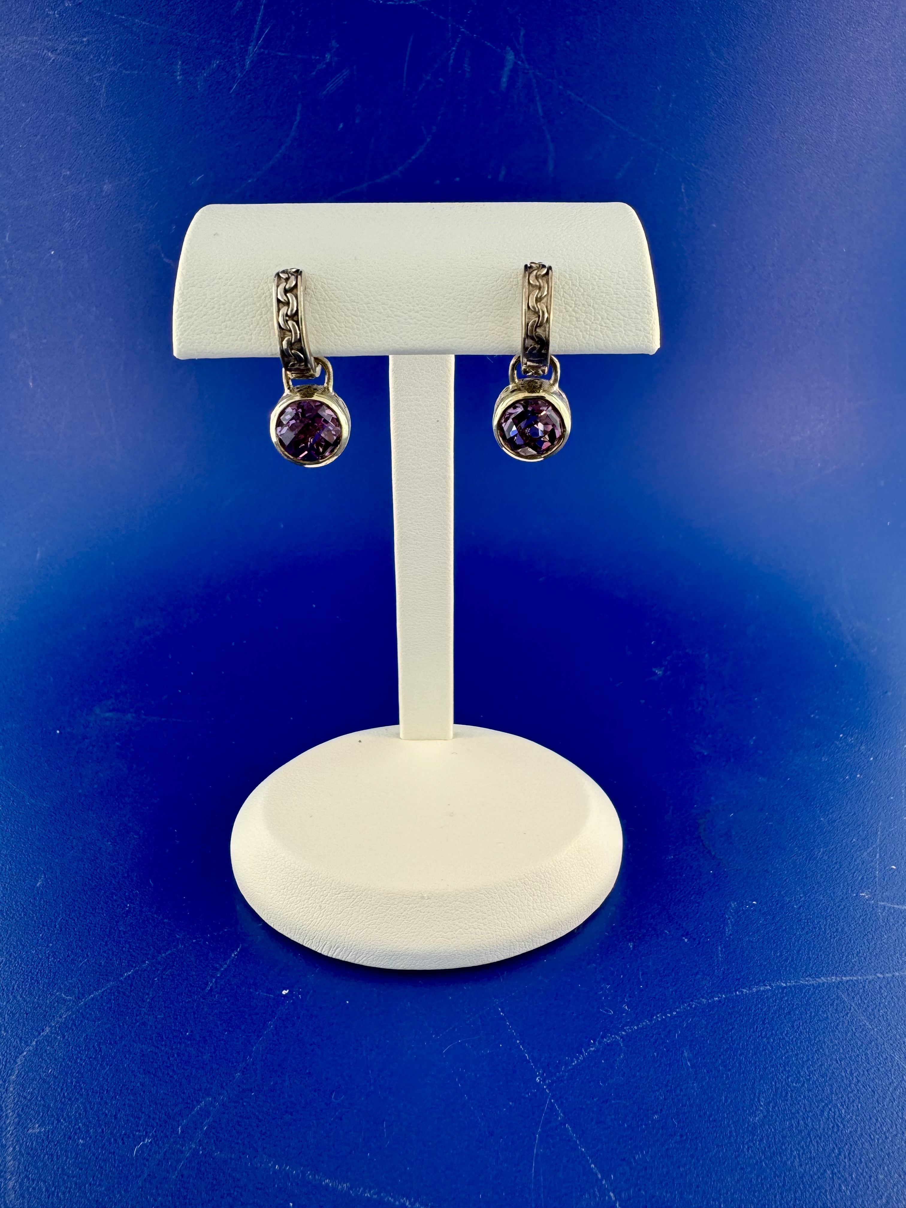 Sterling silver and 18 kt amethyst earrings