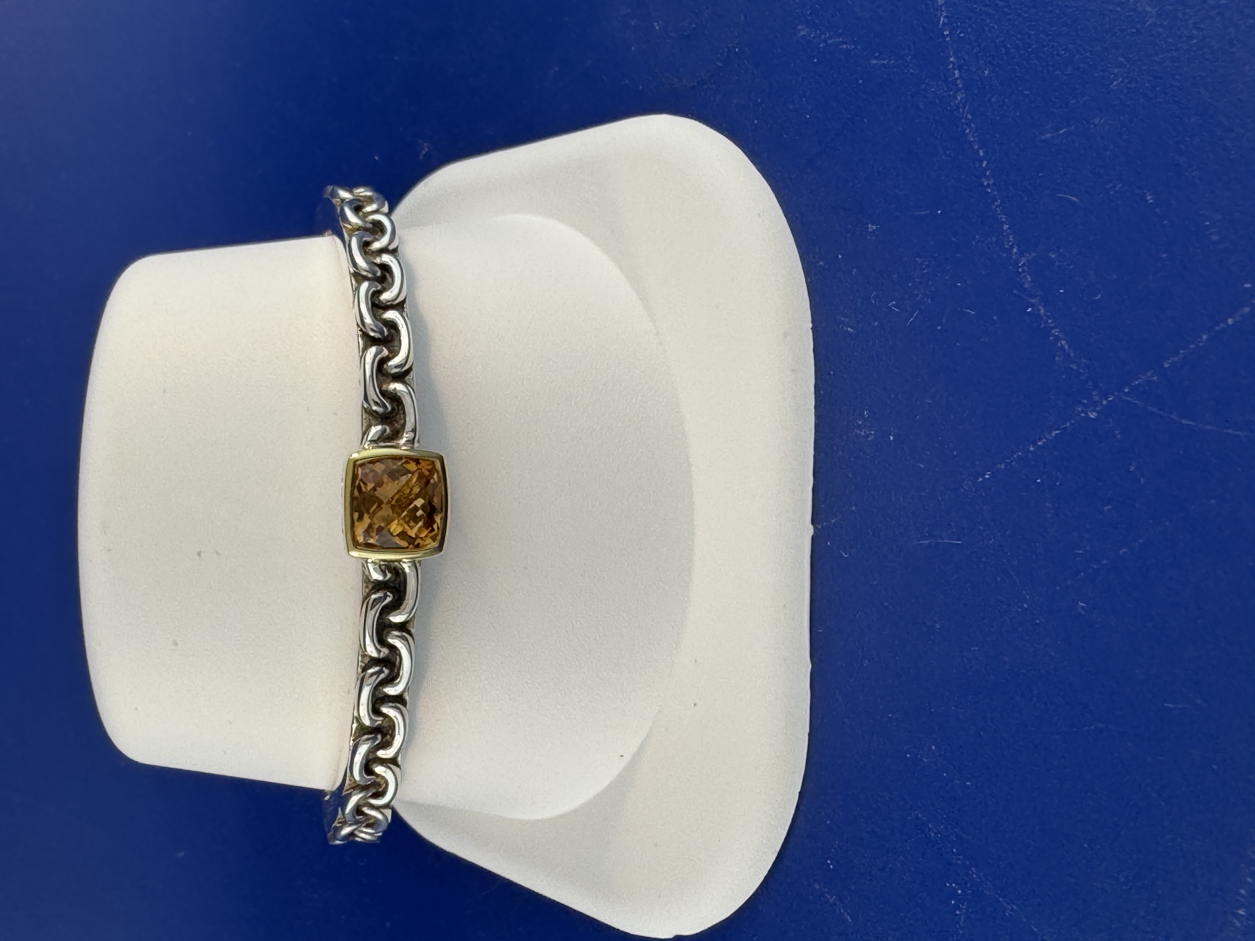 Sterling silver and 18 kt citrine cuff bracelet