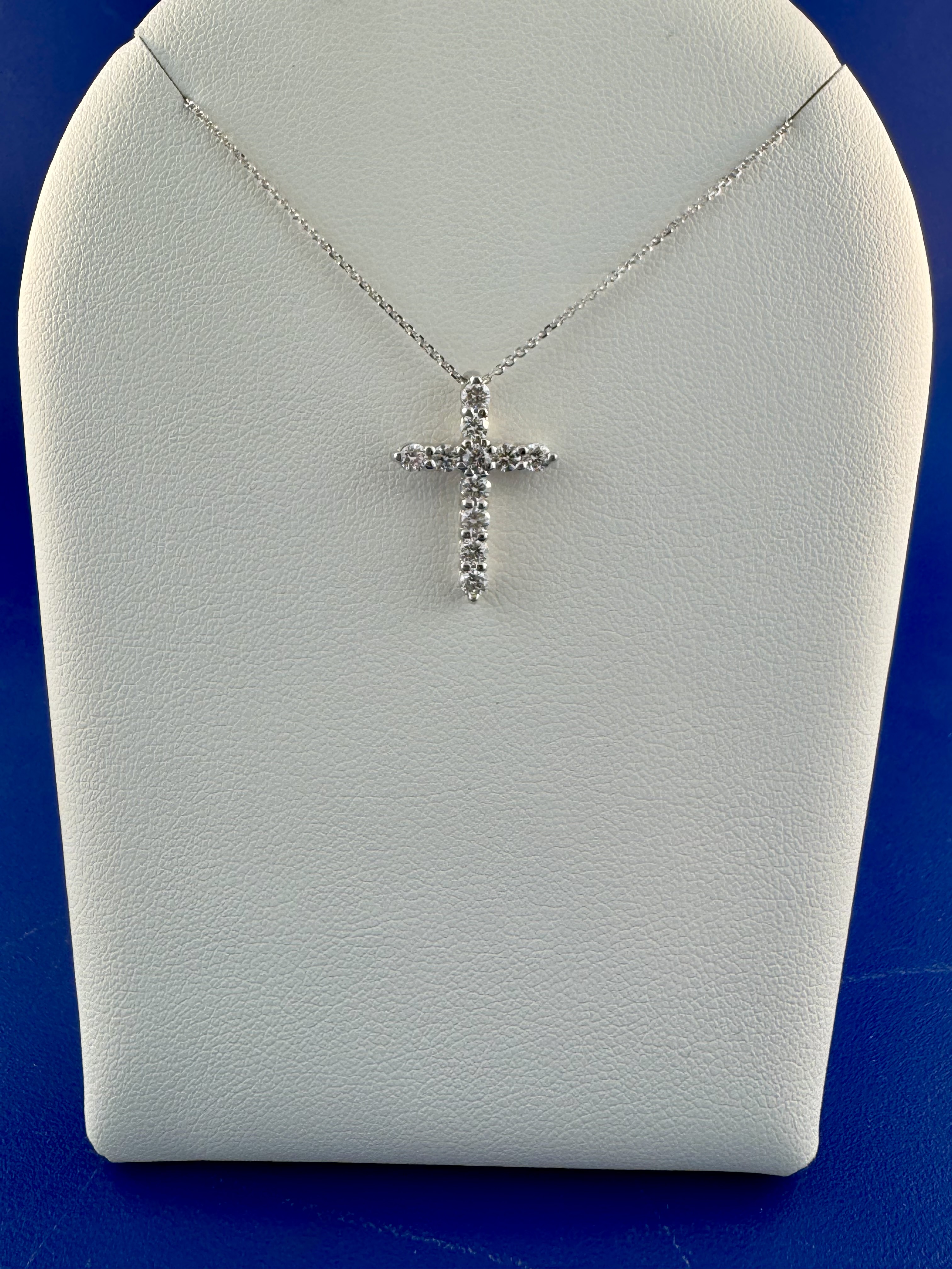 Q4 kt white gold lab grown diamond cross pendant .50 ct total weight
