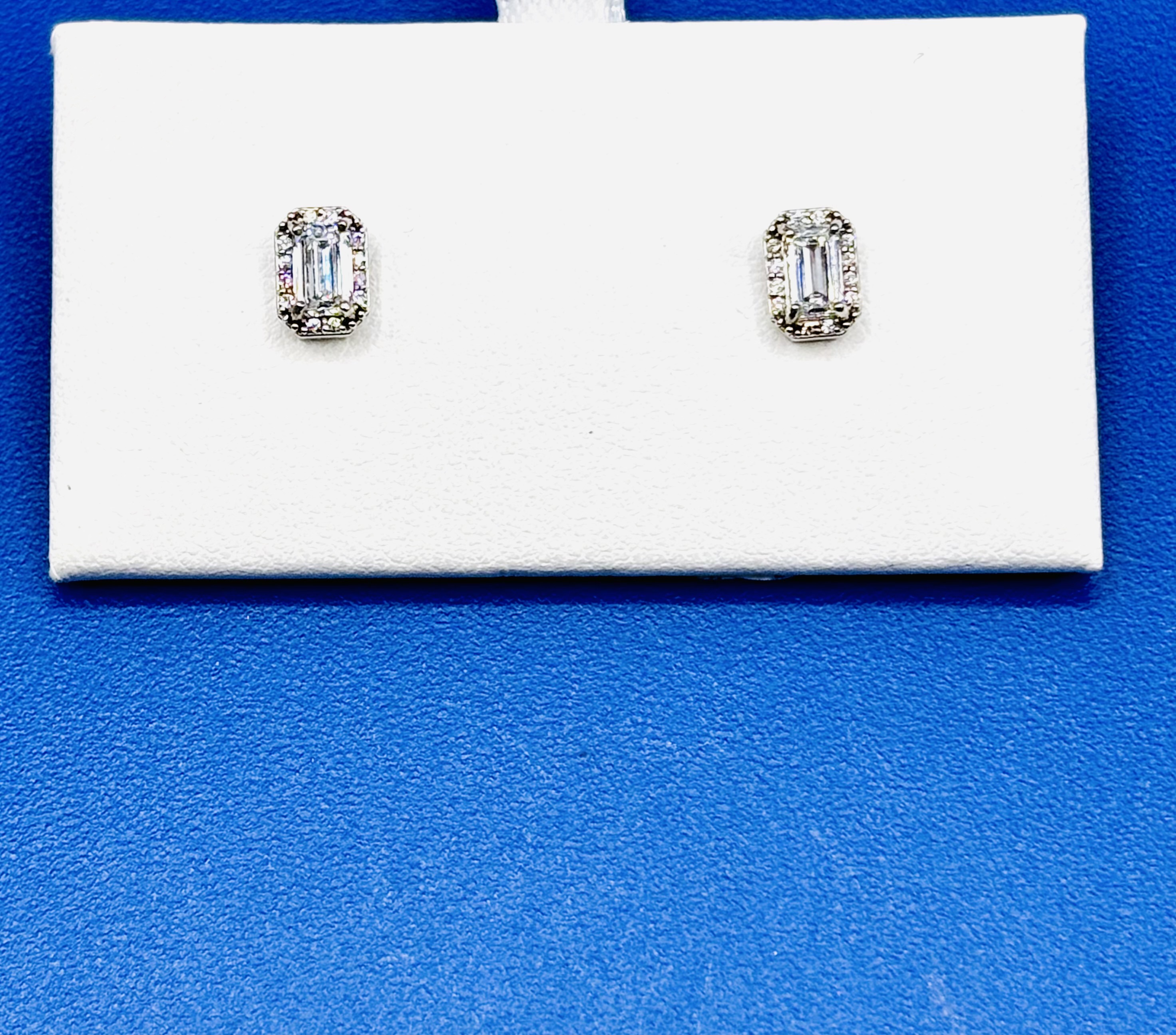 Emerald Halo Diamond Earrings