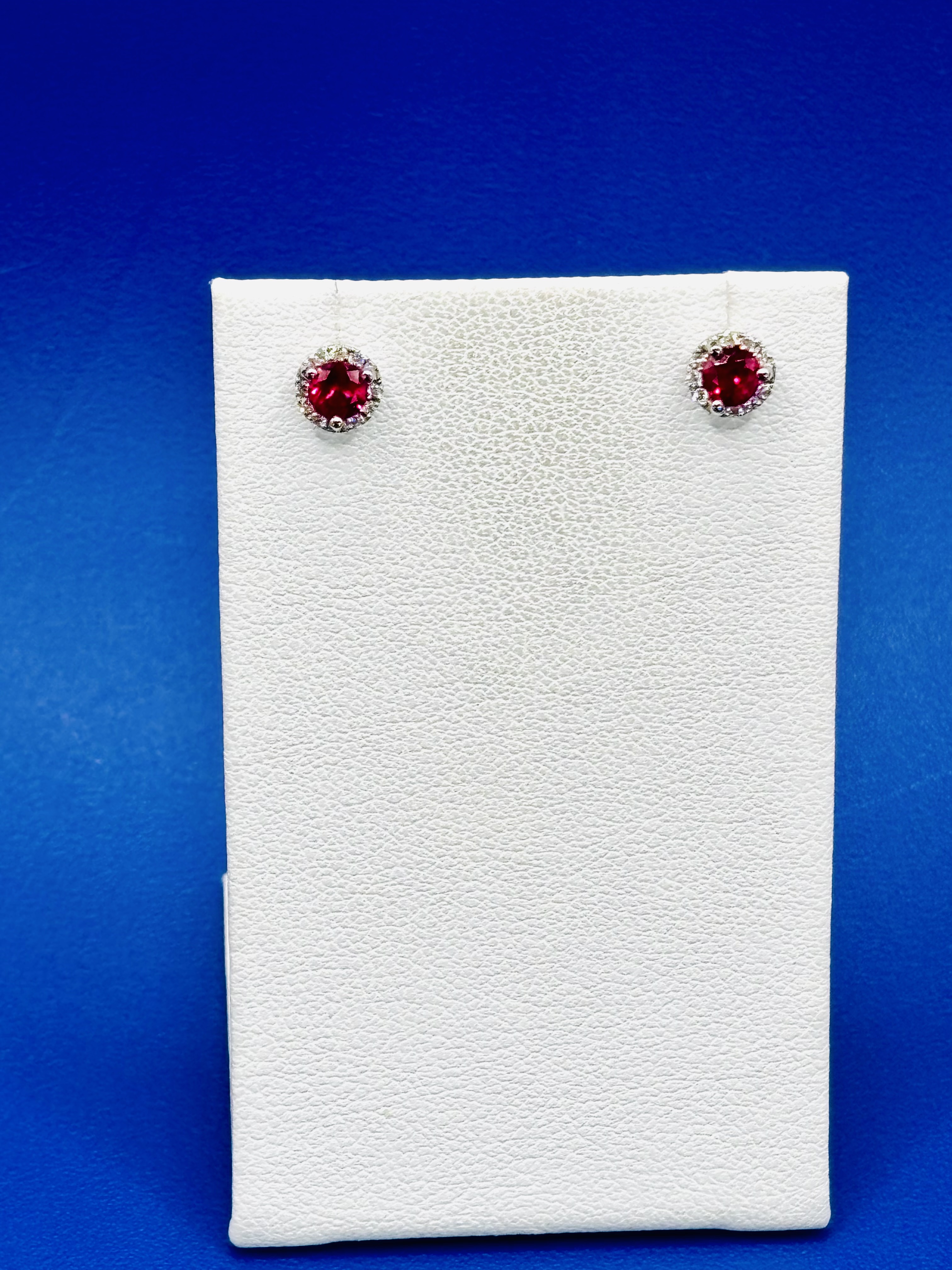 Ruby & Diamond Halo Studs