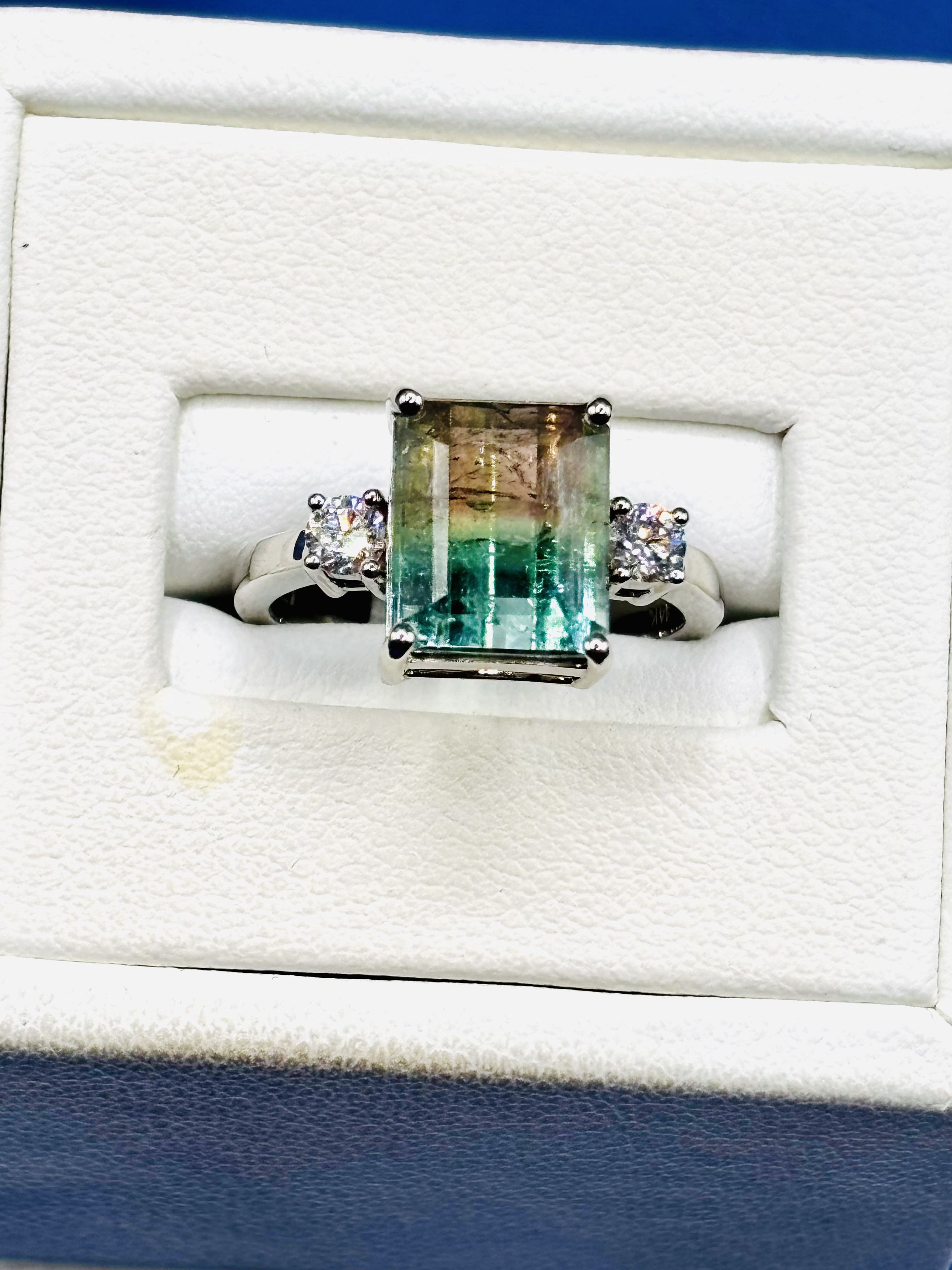 Watermelon Tourmaline & Diamond Ring