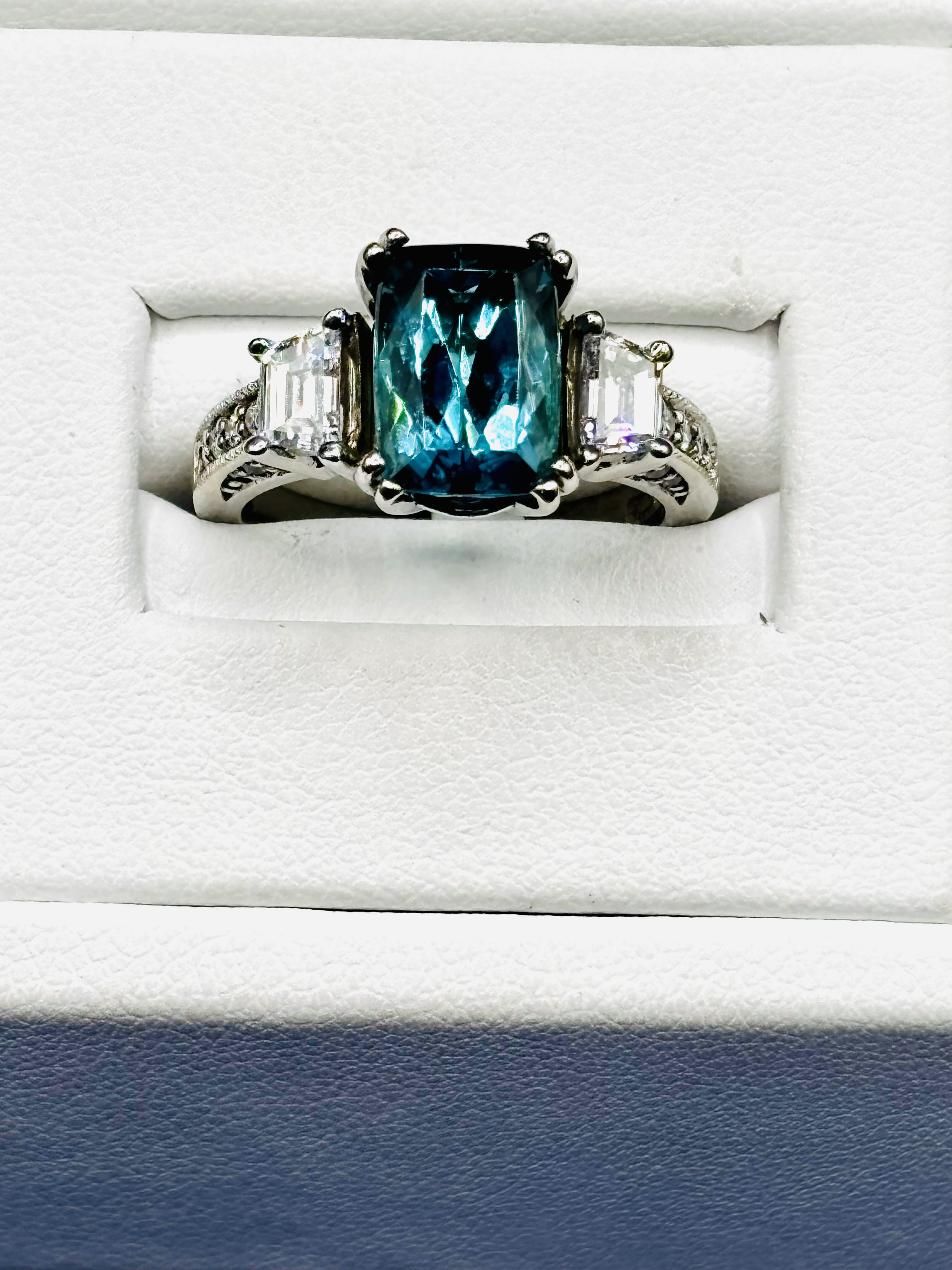 Chrome Tourmaline Three stone Ring