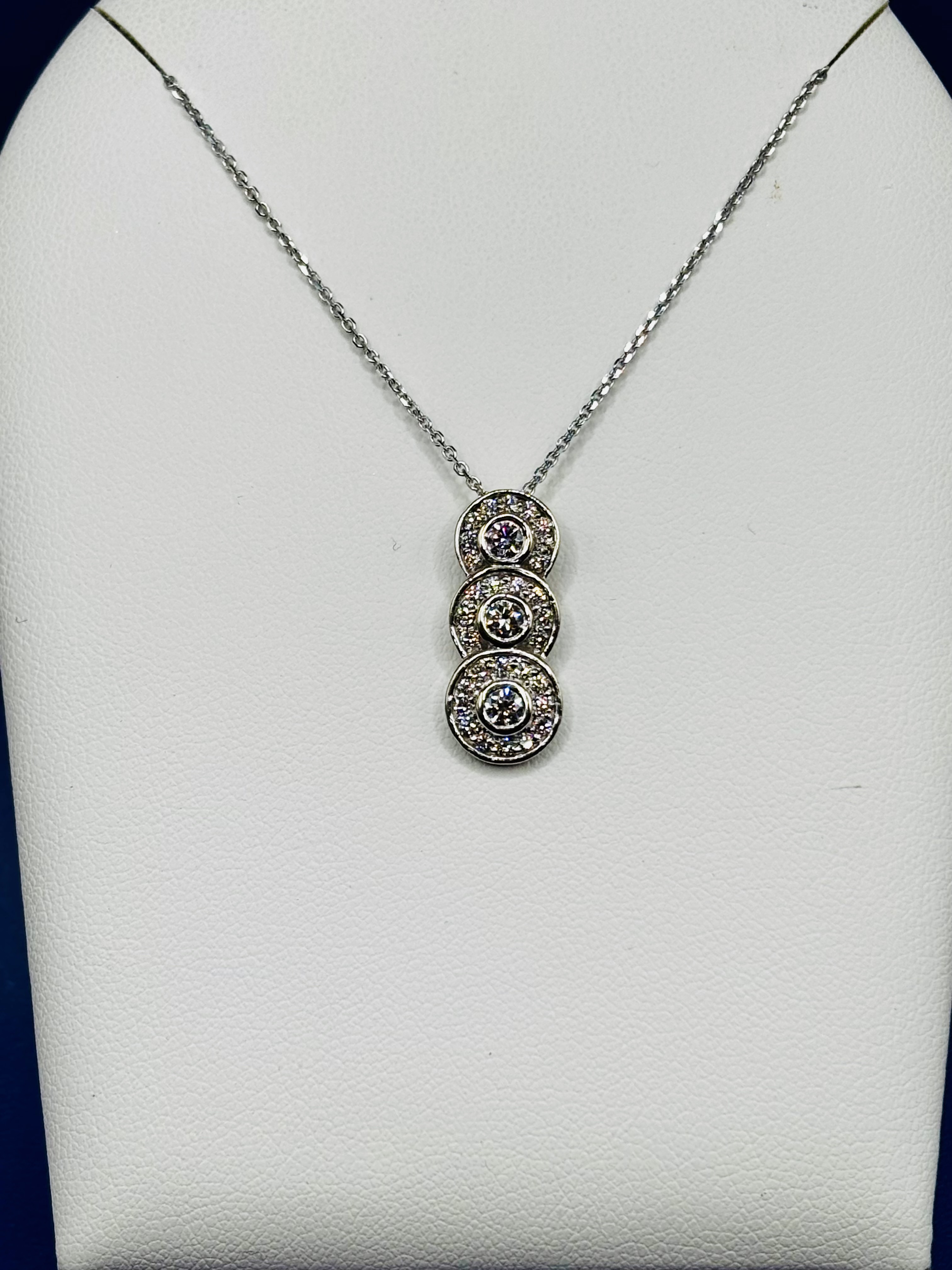 Three Stone Halo Pendant
