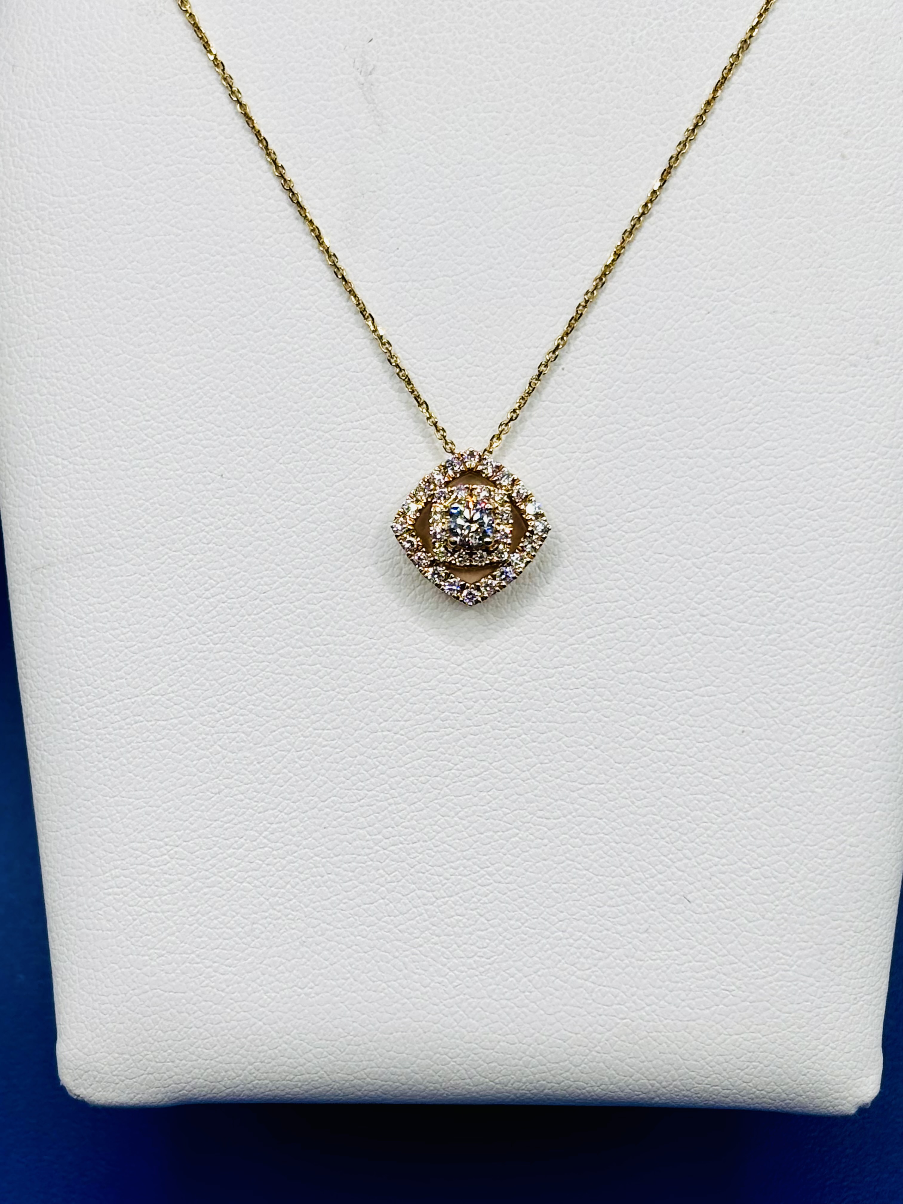 Double Halo Diamond Pendant & Chain