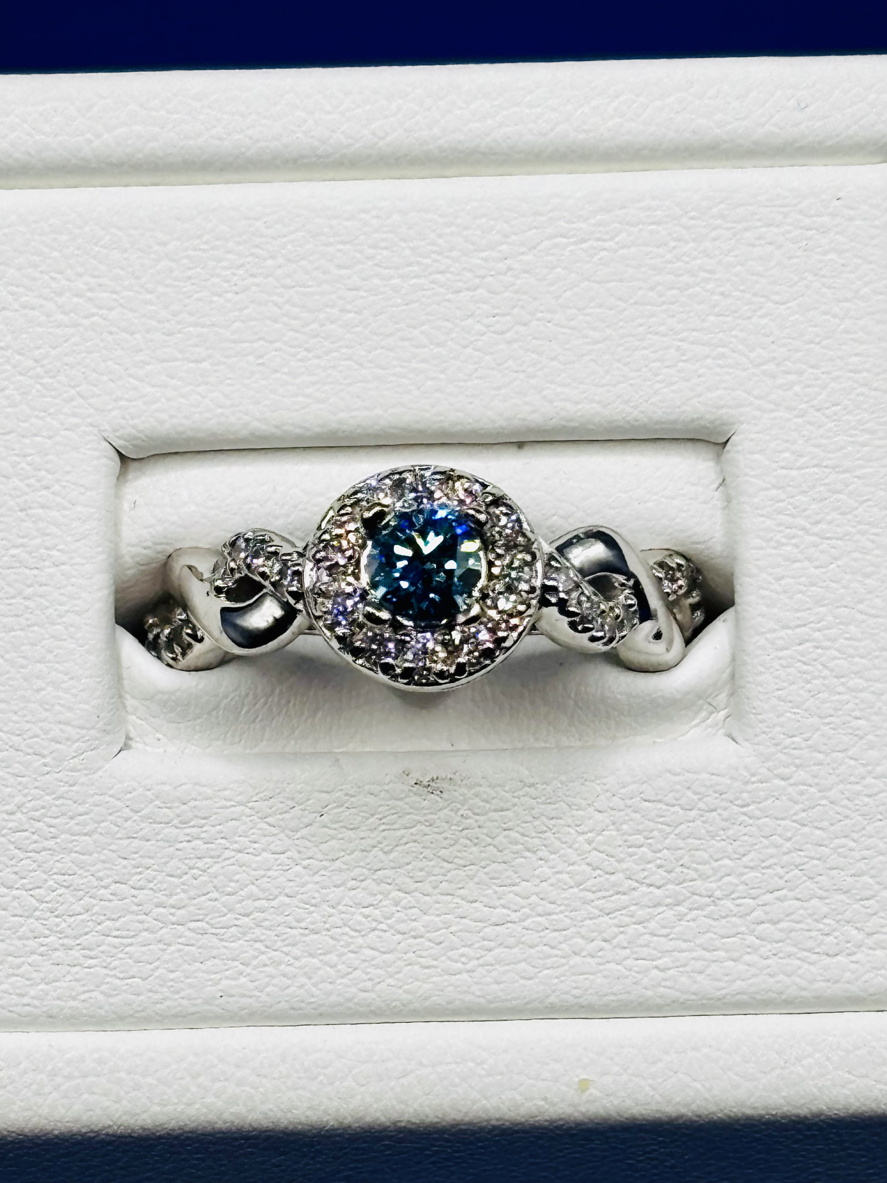 Fancy Vivid Blue Halo Diamond Ring