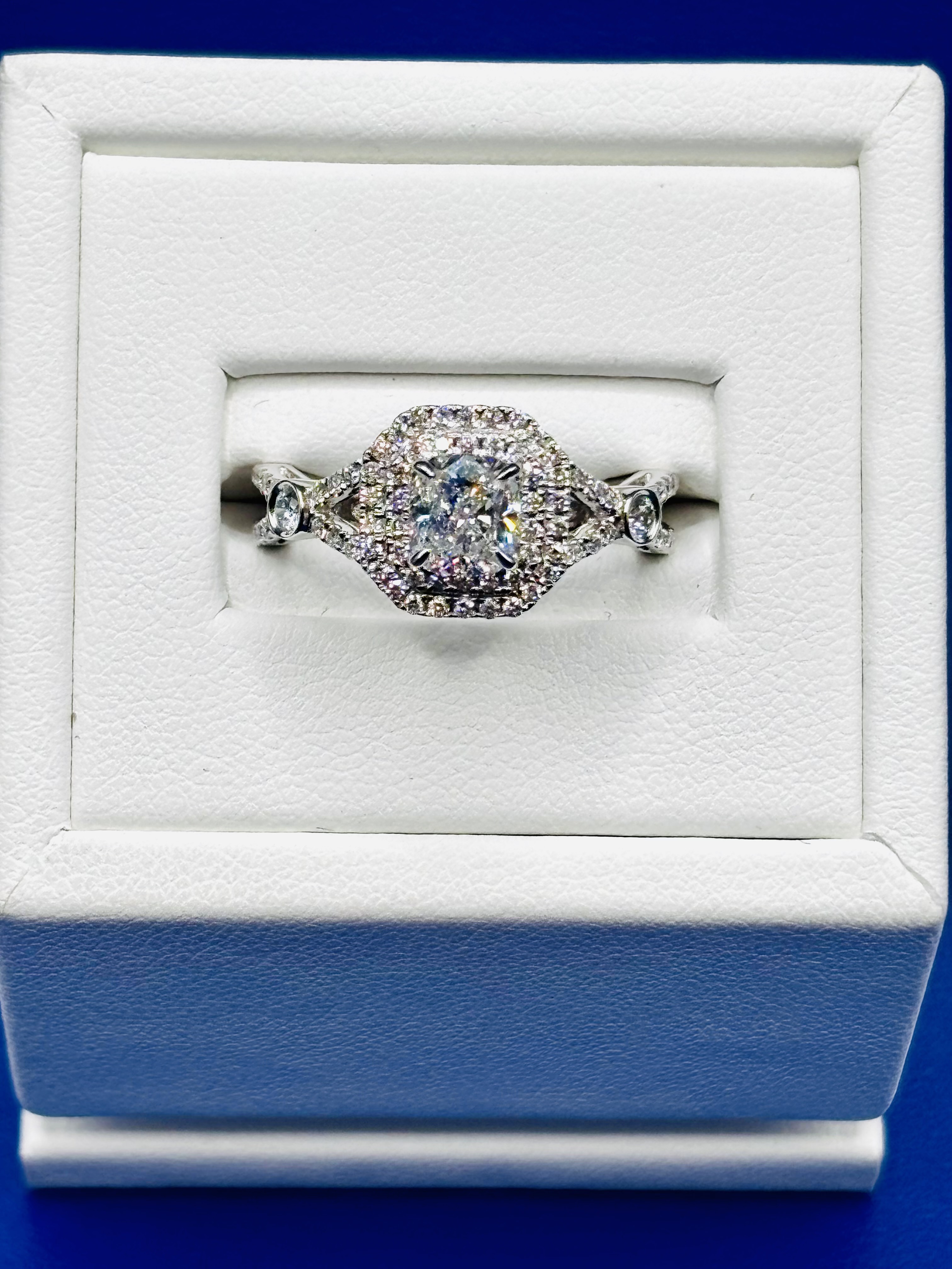 Double Halo Cushion Diamond Engagement Ring