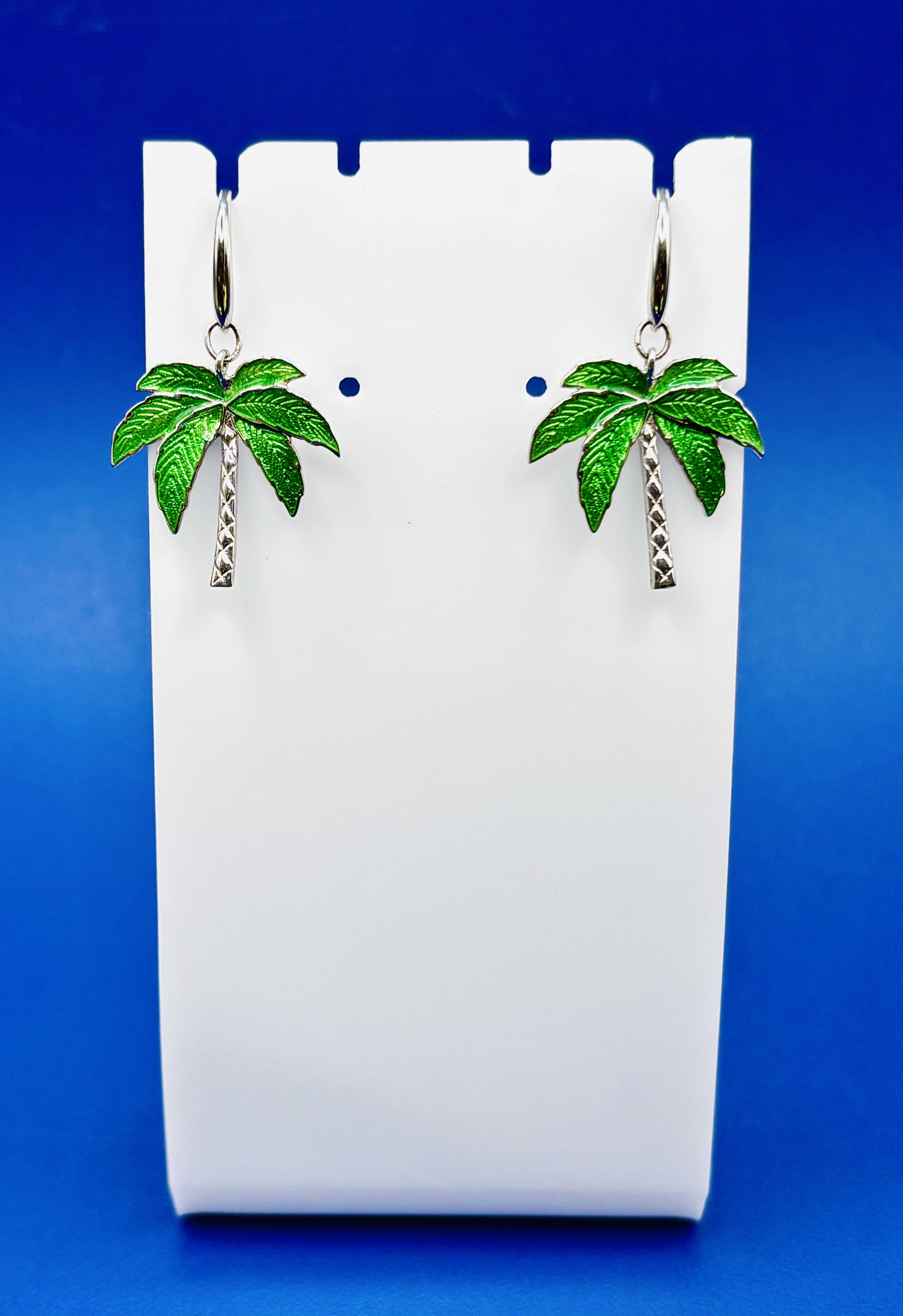 Palm Tree Enamel Dangle Earrings