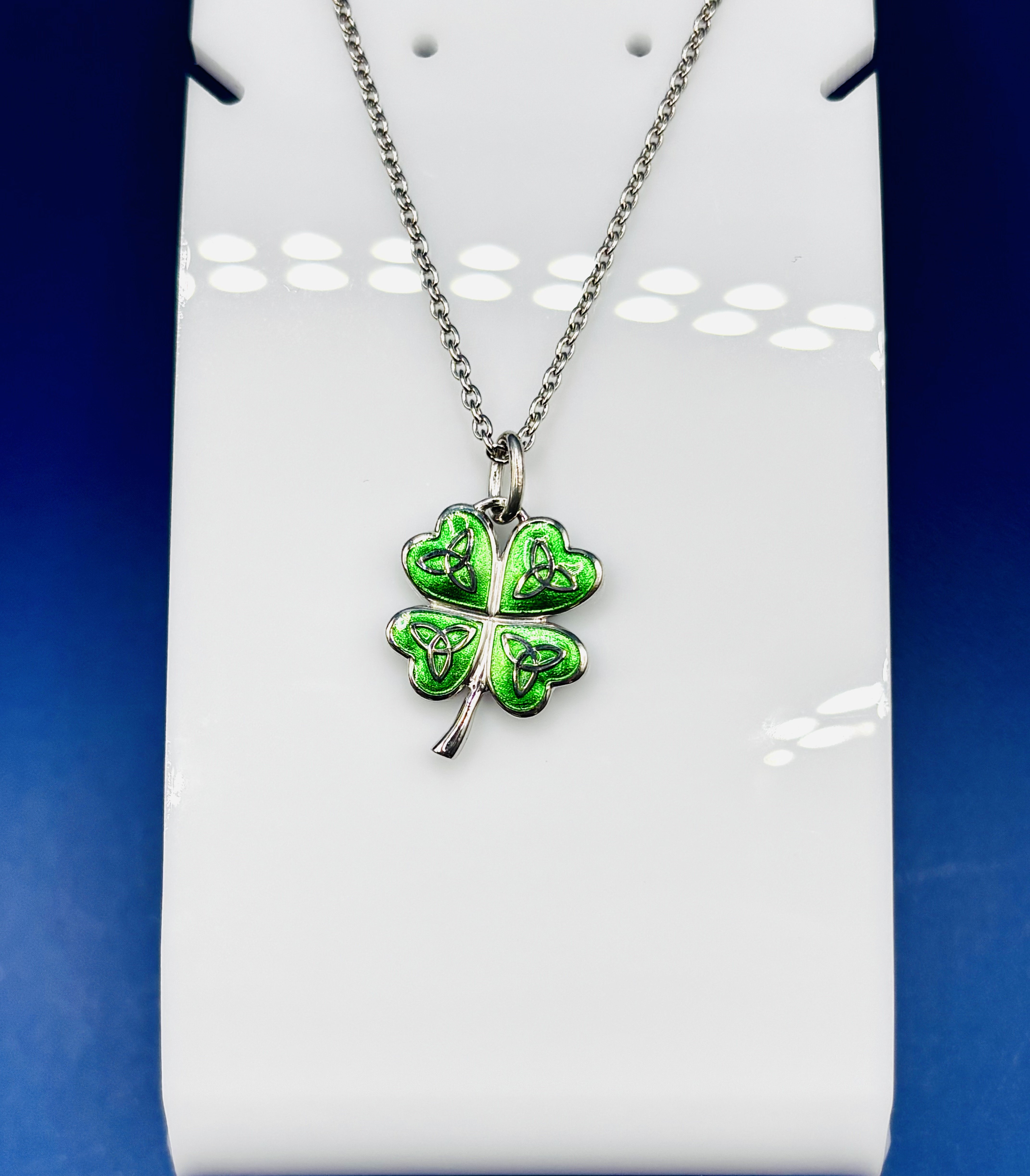 Celtic Clover Enameled Pendant