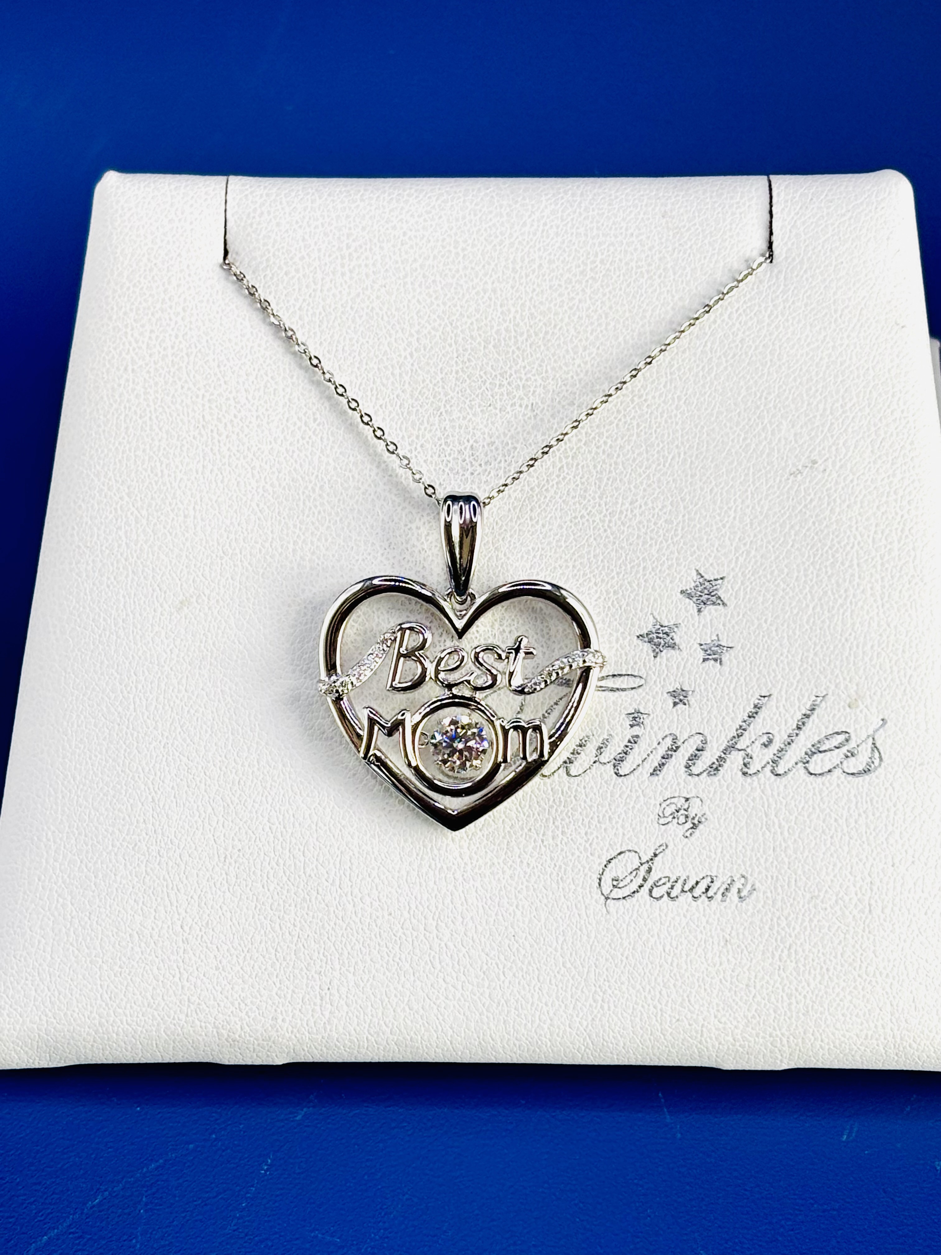 Mom Heart & Swarovski Crystal Pendant